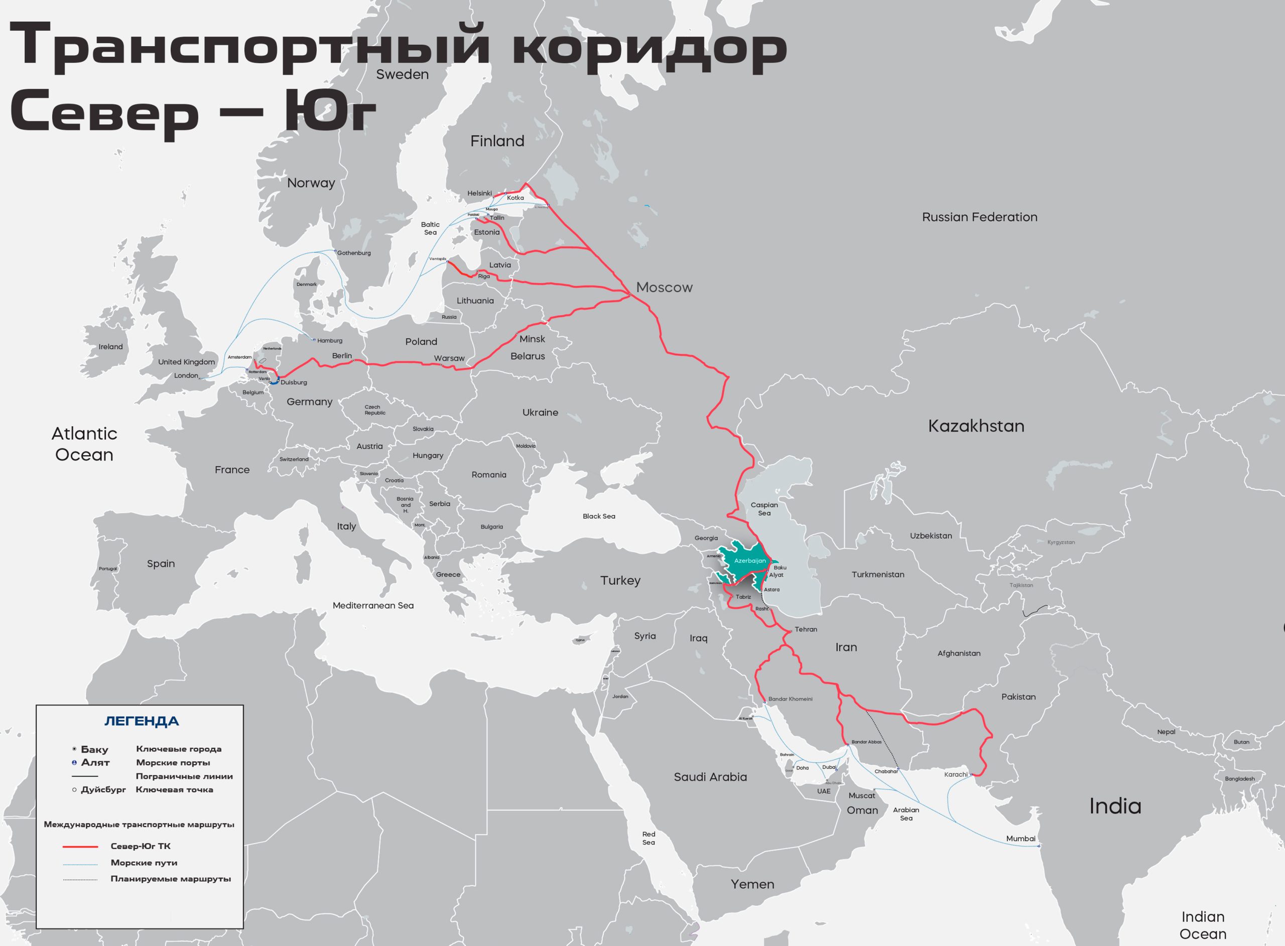 Схема транспортного коридора «Север - Юг»