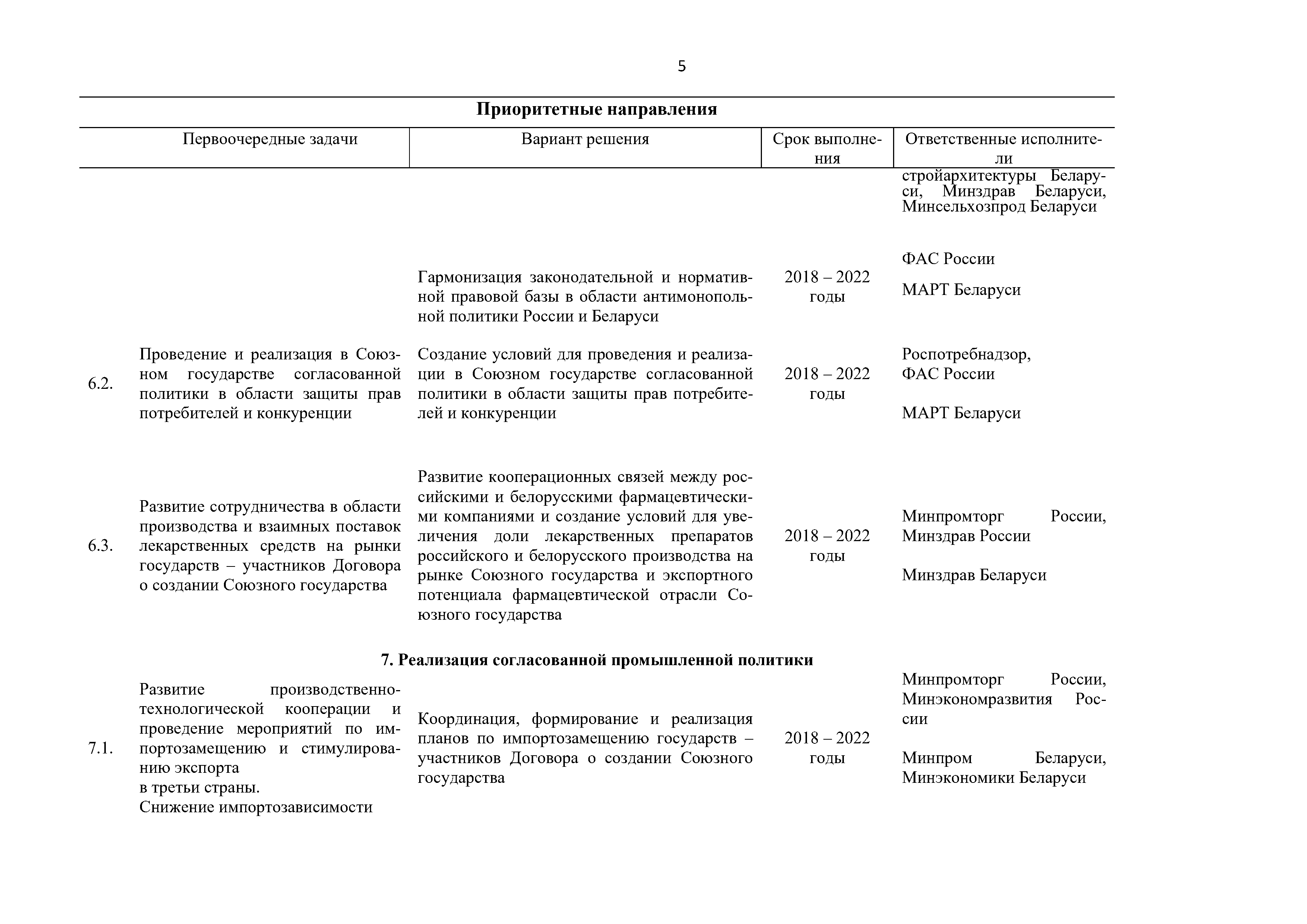 Приоритетные направления и первоочередные задачи развития Союзного государства на 2018 – 2022 г. (Страница 5)